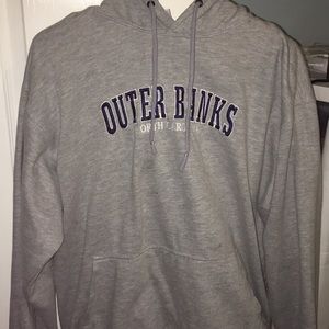 OUTER BANKS STITCHED GREY HOODIE LARGE